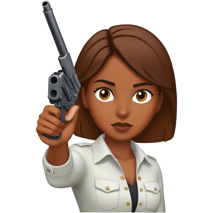 uma moça com uma arma apontando pra cabeça  emoji