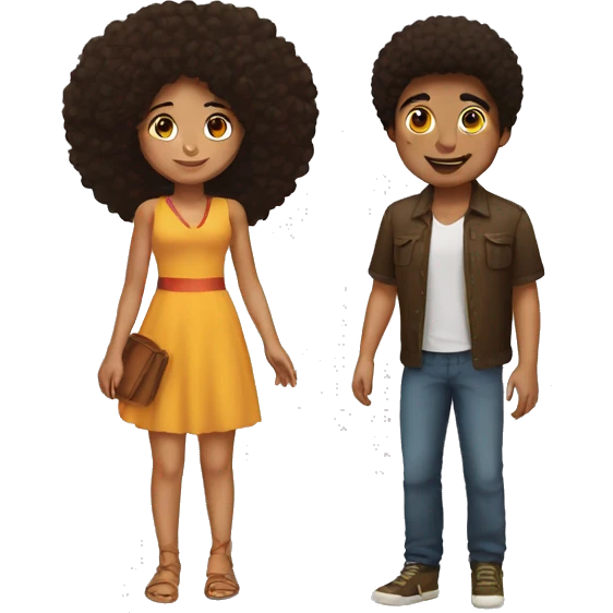 boy with afro and mexican girl emoji