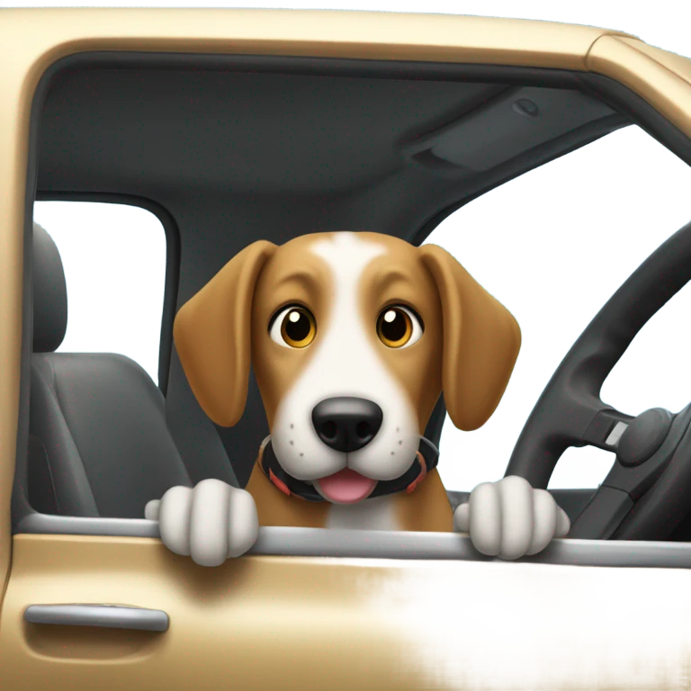 Dog driving a lowered truck emoji