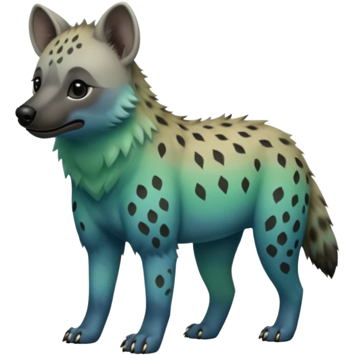 blue and green ombre hyena emoji