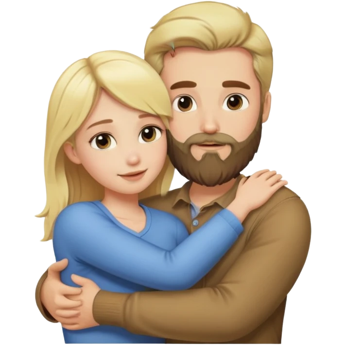 A blonde girl hugs a bearded man emoji