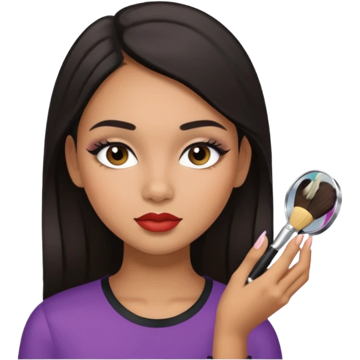 Draw a mixed-race girl applying makeup. emoji