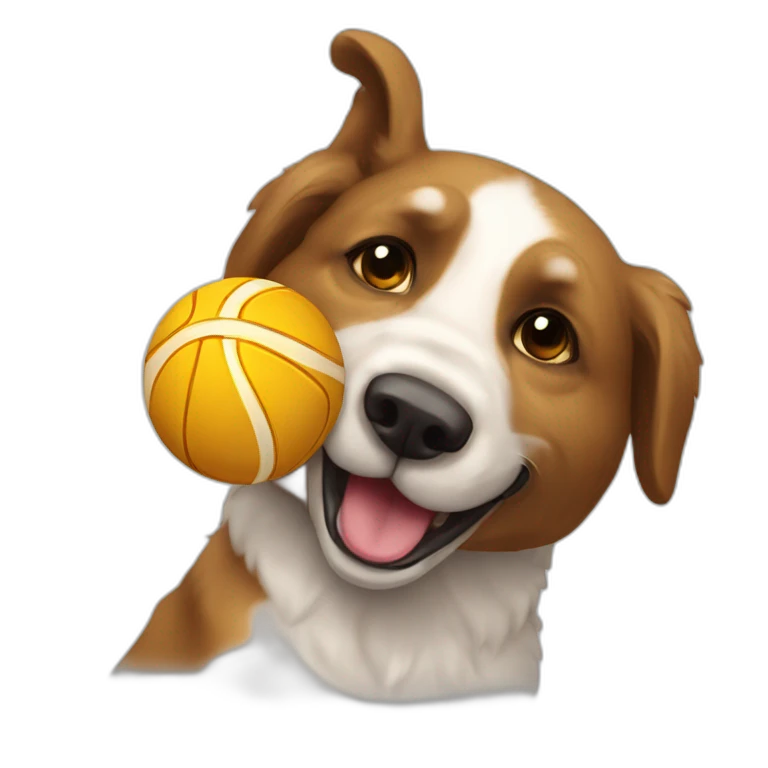 Perro jugando con una pelota emoji