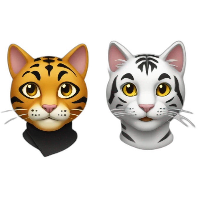 chat noir et blanc avec un chat tigré emoji
