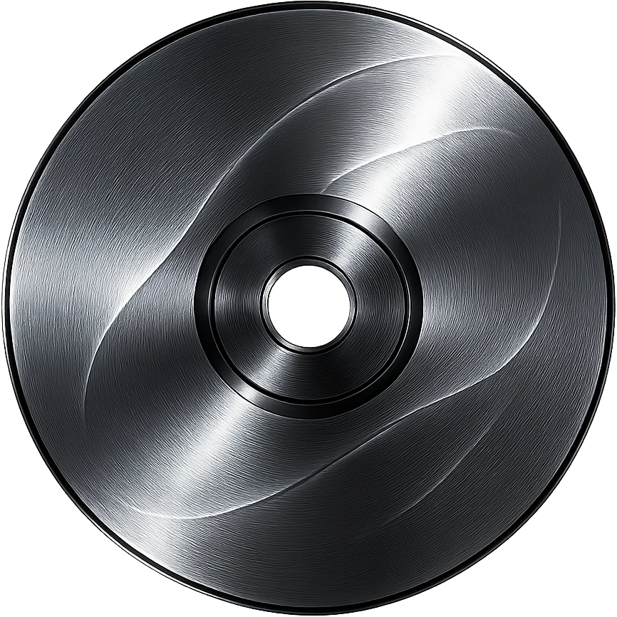 A minimalist CD disc with abstract pattern, glowing effect, blue color emoji