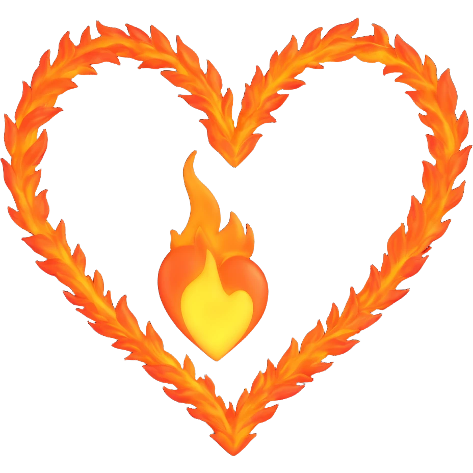 a heart made of fire, glowing emoji