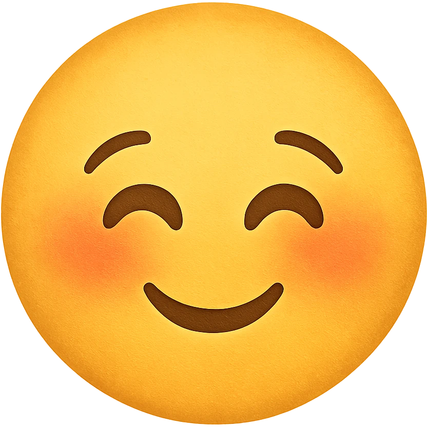 yellow blushing face emoji, digital illustration emoji