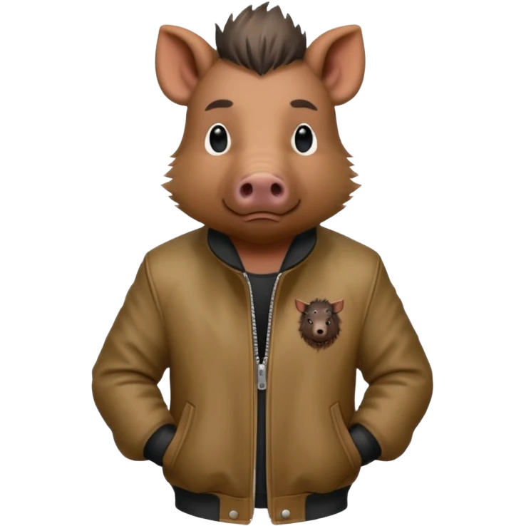 wild boar, punk hair, full body, stading, jacket emoji