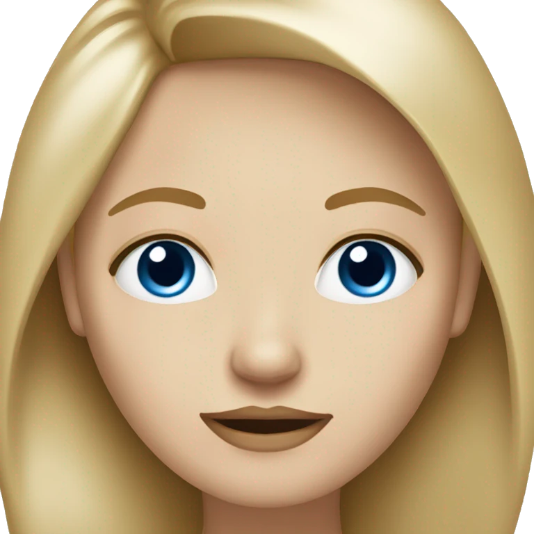 pretty dark blonde, blue eyes, snub nose, cream top emoji