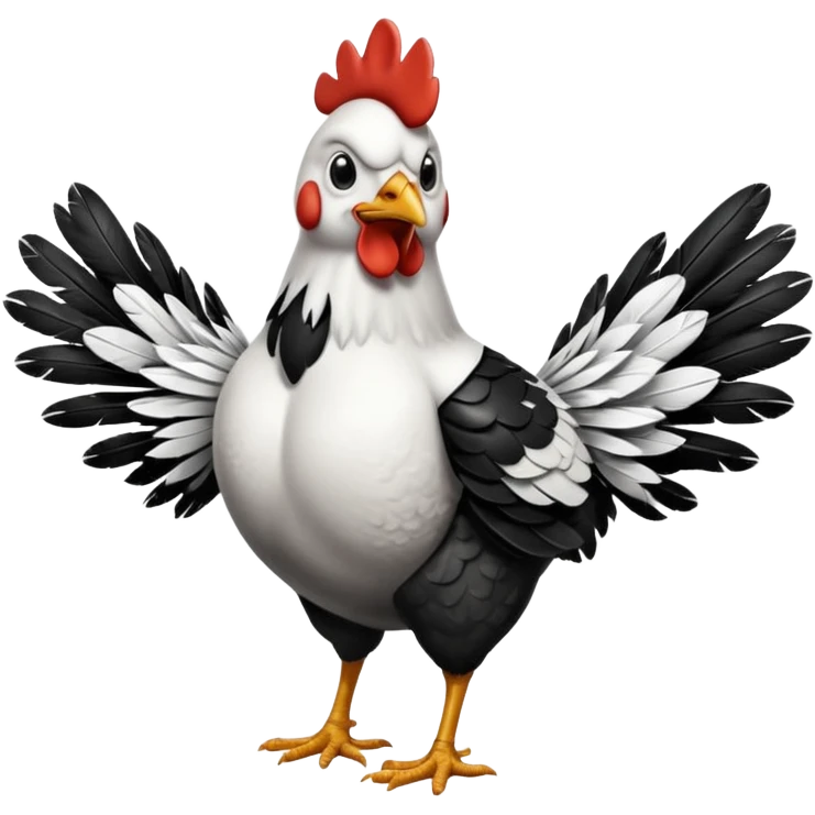 chicken with body covered black and white bar feathers  emoji