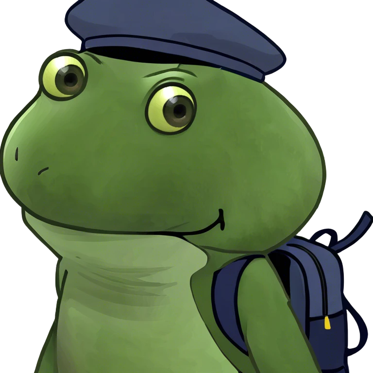 bufo wearing hat and backpack emoji