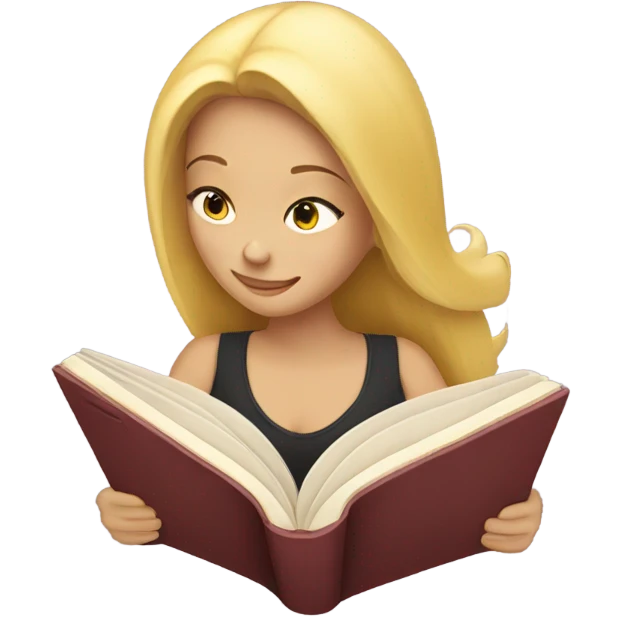 Blonde girl reading emoji