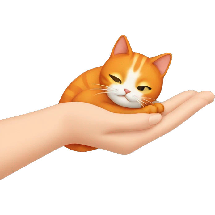 Orange cat with a human hand patting the back emoji