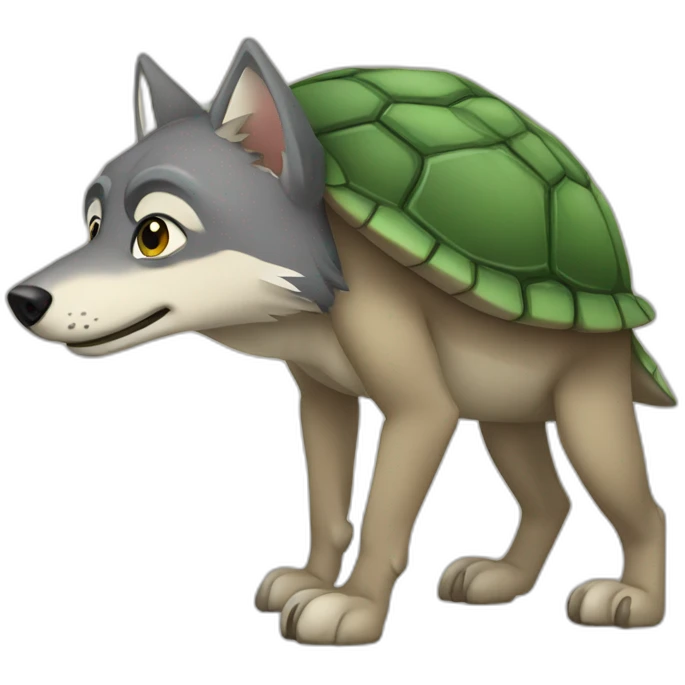 Loup sur une tortue emoji