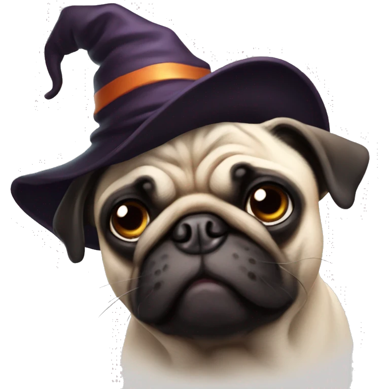 Pug with witch’s hat emoji