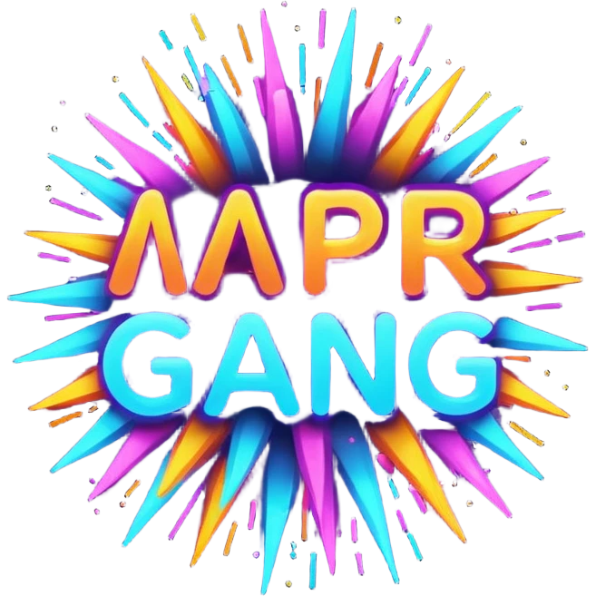 Create a bold, over-the-top emoji-style design featuring the text “MPR Gang” in large, glowing letters surrounded by explosive fireworks, neon colors, and dynamic energy effects. The style should feel celebratory, chaotic, and powerful, like a wild party or epic team victory. emoji