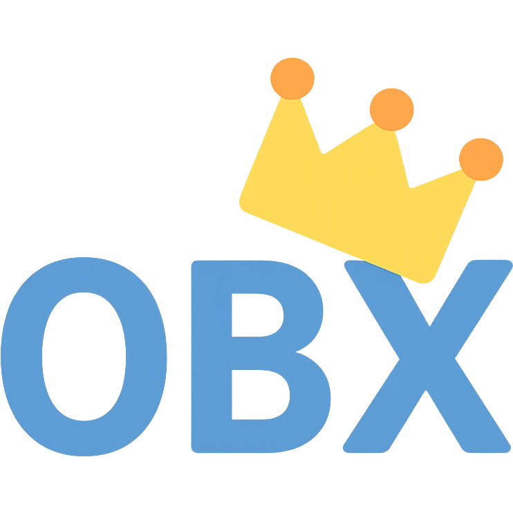 OBX letters with a tilted crown on top emoji