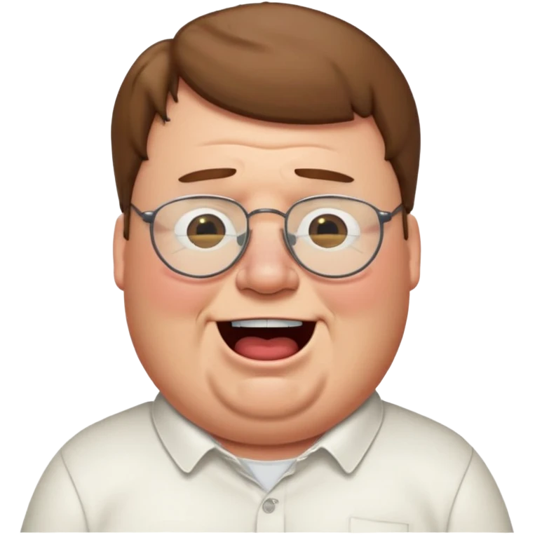 peter griffin with glasses as a laughing crying emoji in Midjourney style with a white shirt emoji