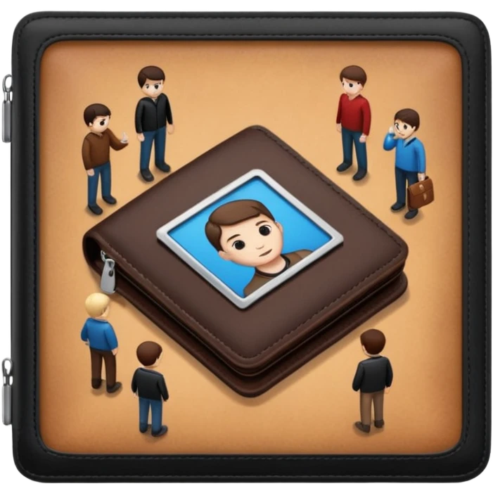 Billetera encontrada en el piso con personas al rededor personas blancas emoji