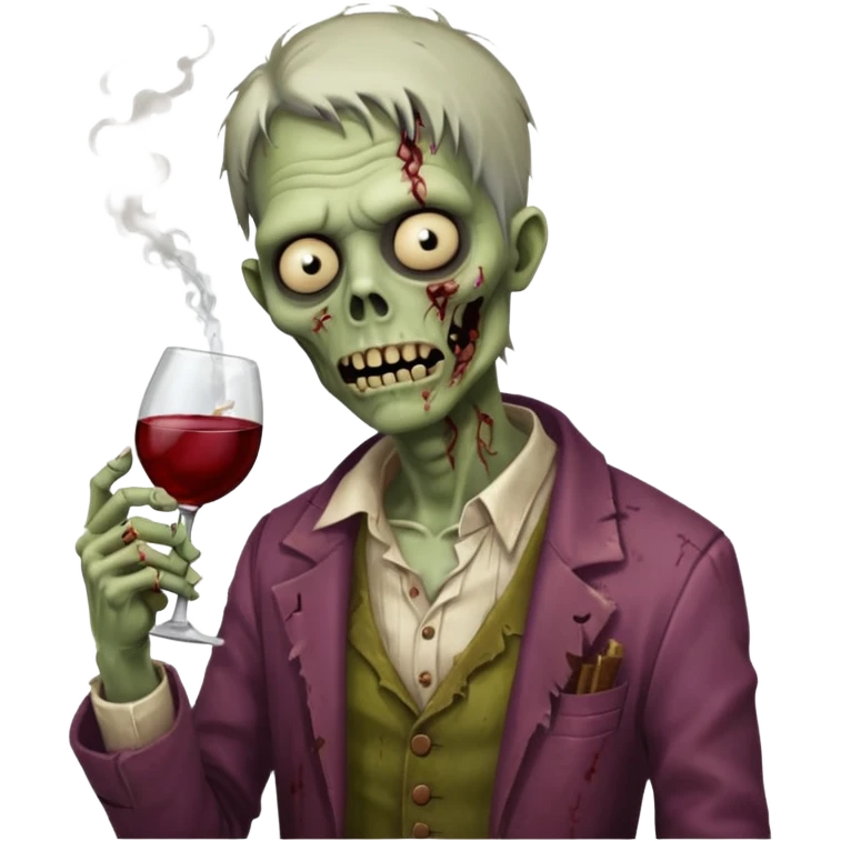 курящий зомби с бутылкой вина emoji