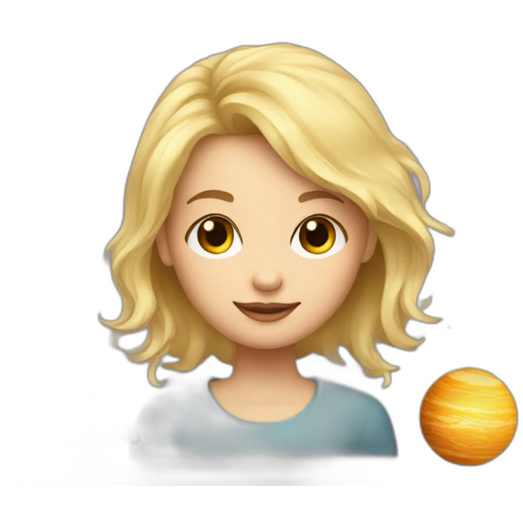 A blonde girl with planets around her emoji