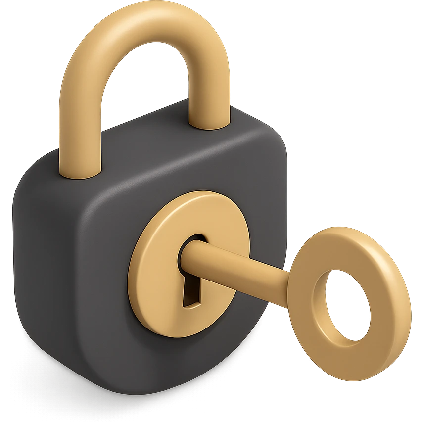 Closed padlock with a key inserted into it emoji