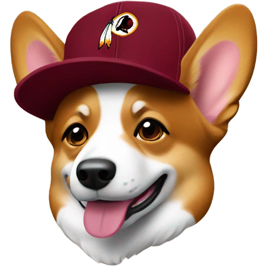 Corgi wearing a Washington redskins hat emoji