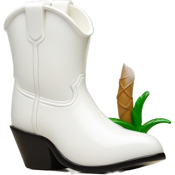 White cowgirl boot vase with palm tree  emoji