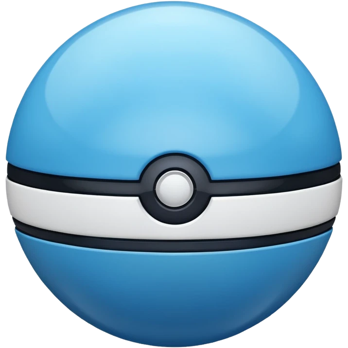 blue pokeball emoji, top half is a more saturated blue, bottom half is white, black stripe, with a white sheen emoji