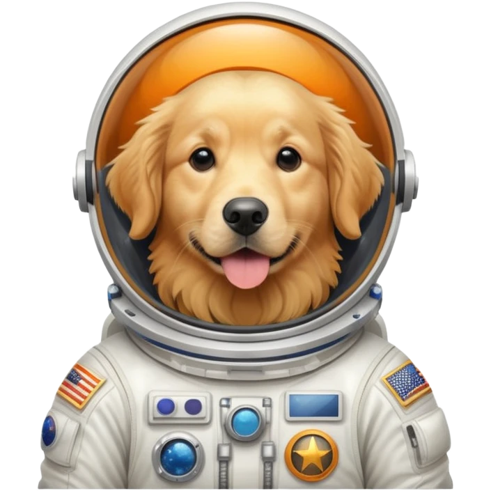 Golden retriever in an astronaut suit emoji