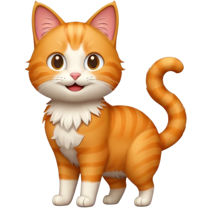 cat standing, tail up, cheerful and approachable, emoji style emoji