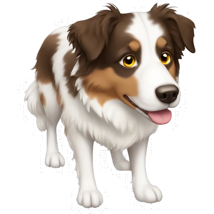 White and brown Australian shepherd whole body emoji