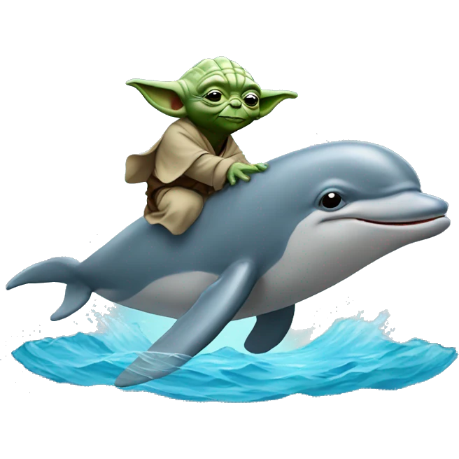 Yoda riding a dolphin  emoji
