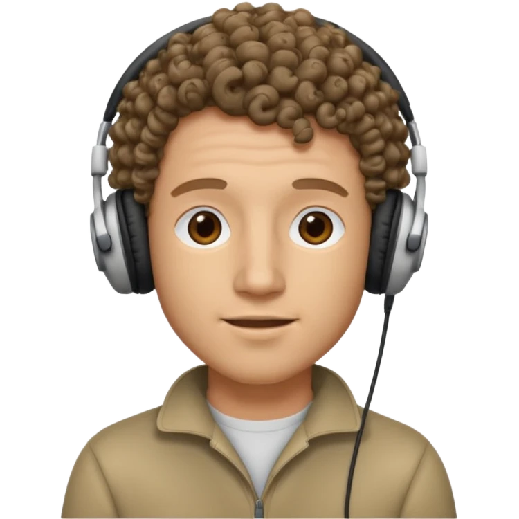 curly hair man wearing headphones no microphone emoji