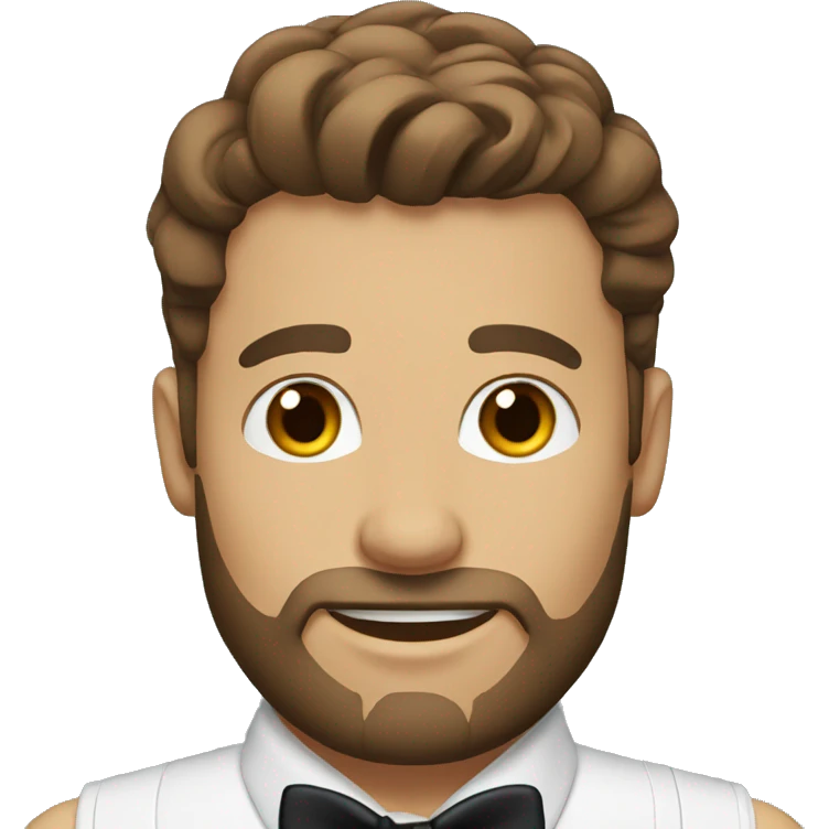 Groom with brown hair and eyes and beard emoji