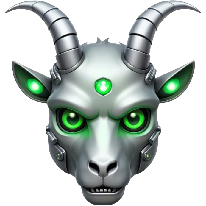 Terminator Goat head green glowing eyes emoji