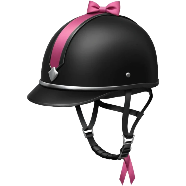 Rider helmet black matte at the back theres ribbon attached for female rider emoji