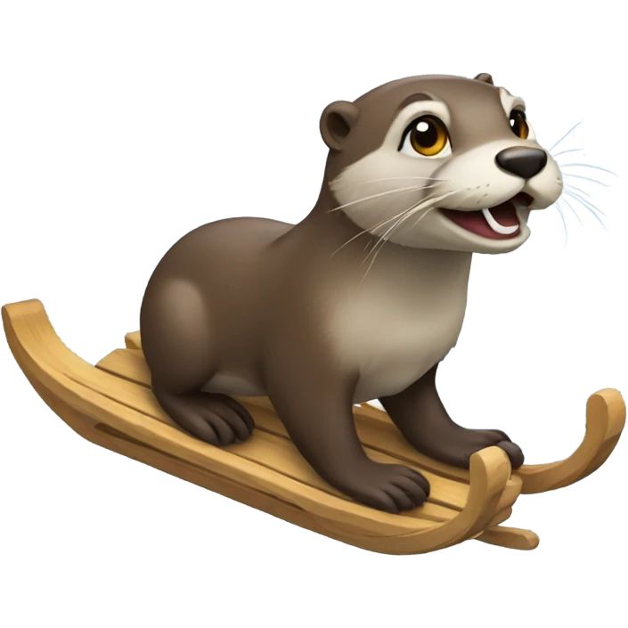 Otter sled riding emoji
