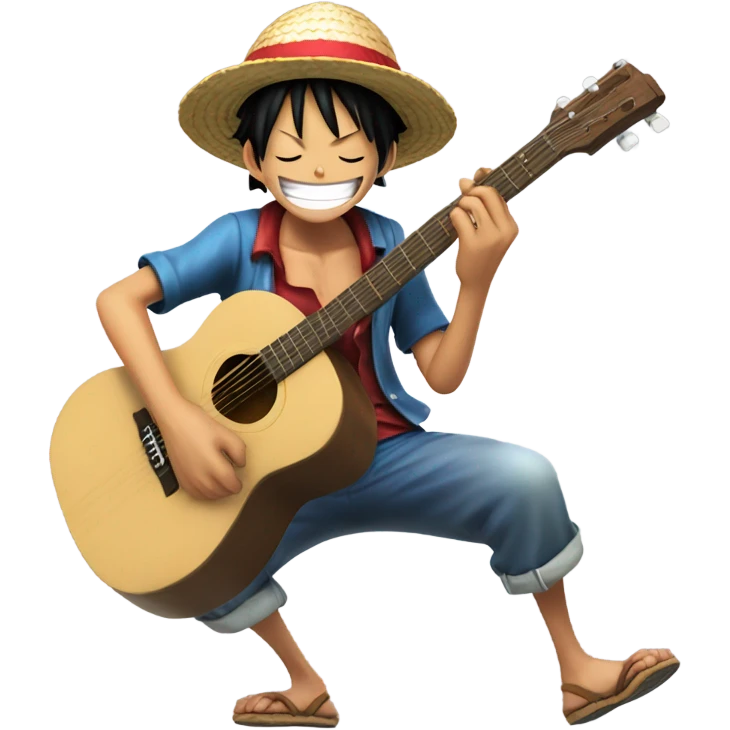 Luffy from One Piece playing a guitar emoji