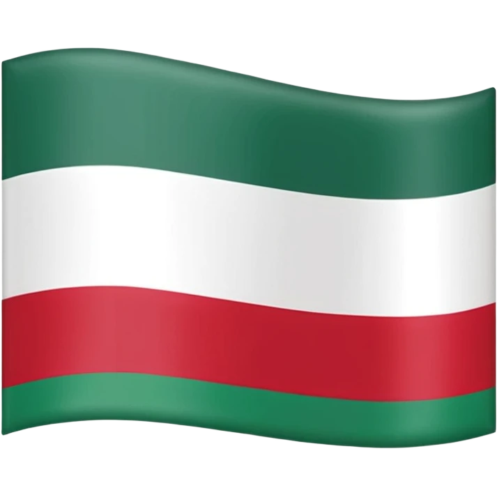 flag of Chechnya Ichkeria with simple design, green, white, red bands, thin golden stripe, no text emoji