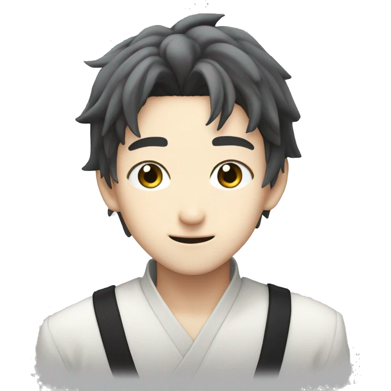 Satoru gojo hidden eyes white haris cute smile blushy cheeks. emoji