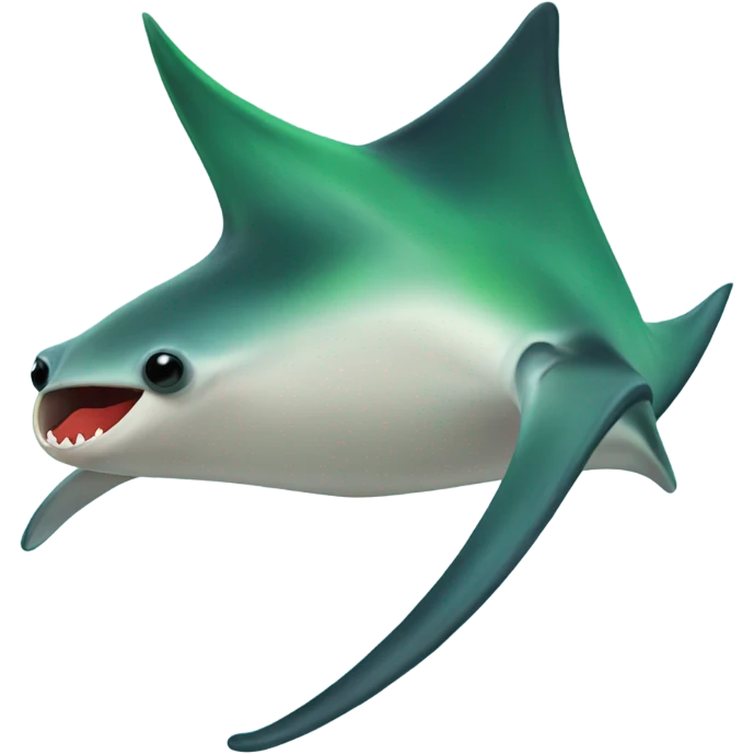 Manta-ray with green hair and red lips emoji