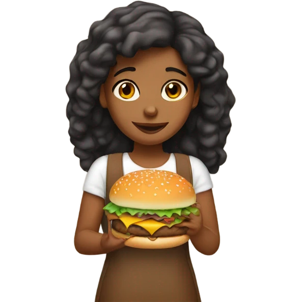 Brown Girl with hamburger emoji
