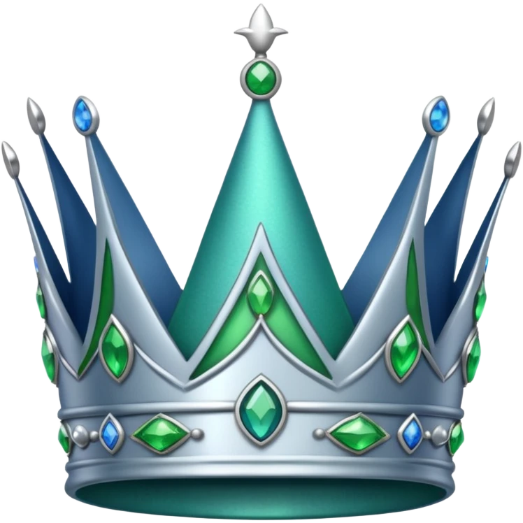 blue green and silver crown emoji
