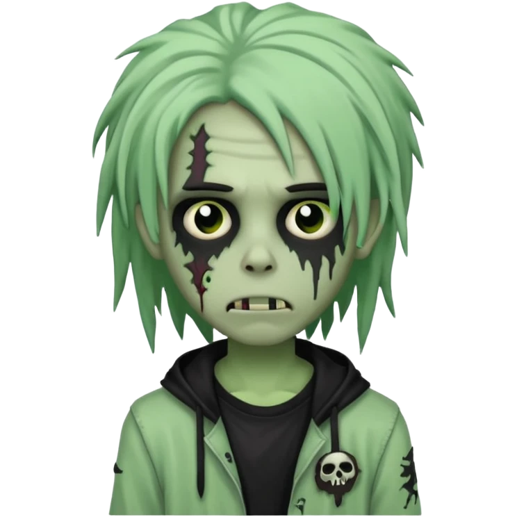 boy zombie with black dreads emo emoji