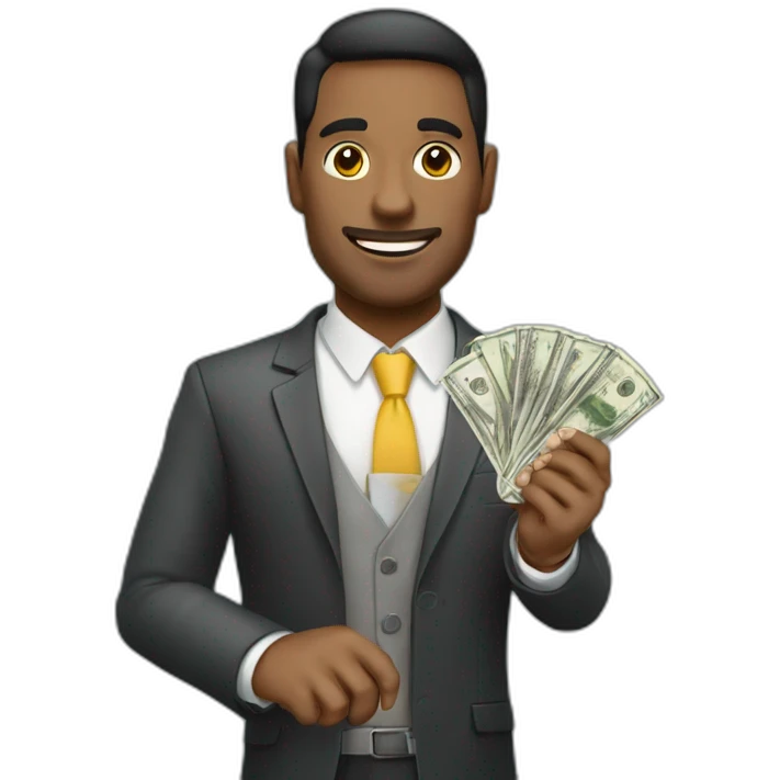 emprendedor con dinero en la mano emoji