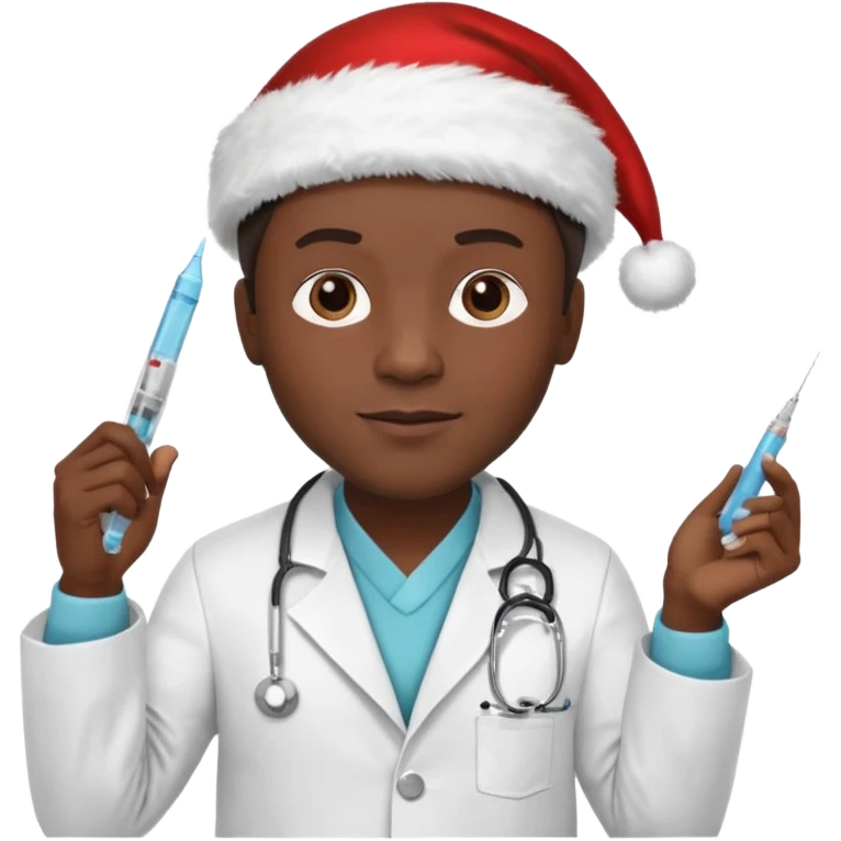 the rock vestido de doctor con una geringa en navidad emoji