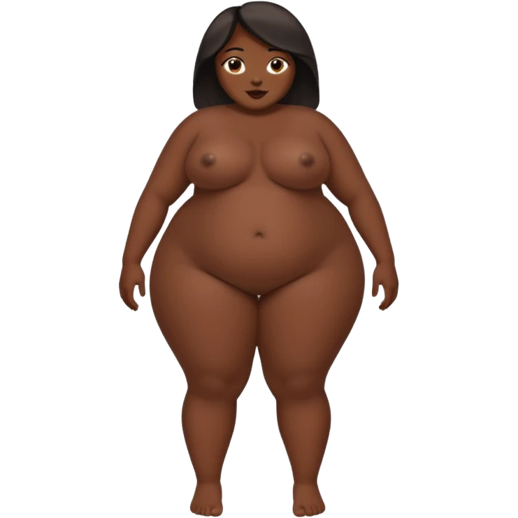 Full body nude plus size dark skin black girl emoji