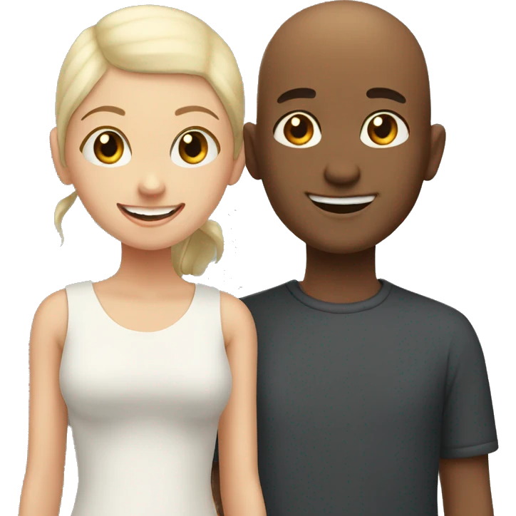 smiling girl with bald boy emoji