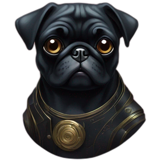 A cyberpunk black pug in Art Nouveau style during 1910 emoji